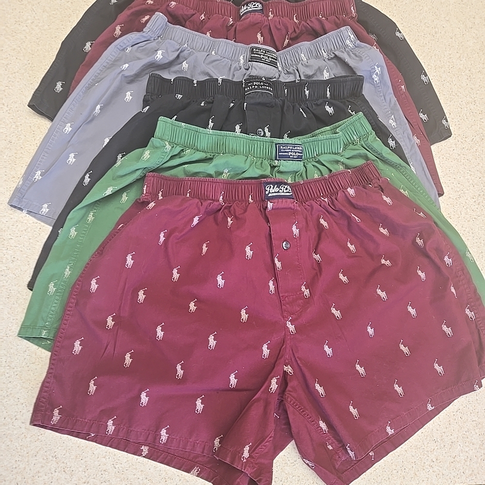 Polo Ralph Lauren Men's Athletic Shorts - Maroon, Green, Black, Gray (6 pair)